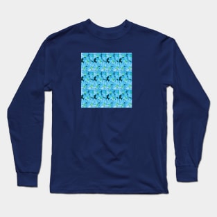 Blue floral wall art Long Sleeve T-Shirt